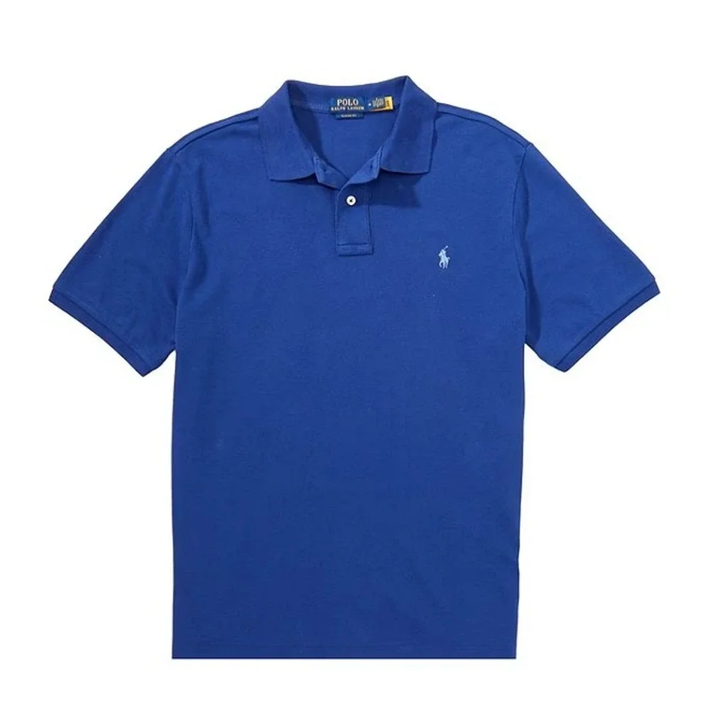 Polo Ralph Lauren Men's Cotton Custom Slim Fit Mesh Polo Shirt Blue Size Medium